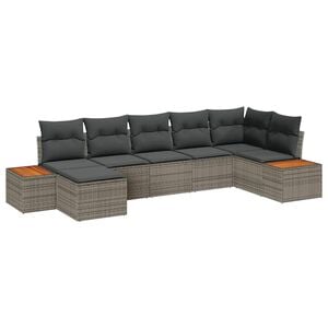 vidaXL Tuinbankenset met kussen met opslag 8 pcs Grijs Polyrattan