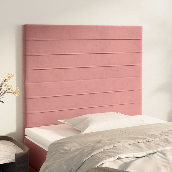 vidaXL Hoofdbord roze 90x5x118/128 cm fluweel