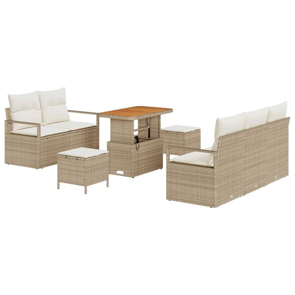 vidaXL Tuinbankenset met kussen 8 pcs Beige poly rattan