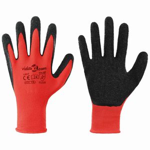 vidaXL Werkhandschoenen 12 st Rood en Zwart 7 / S Latexcoating