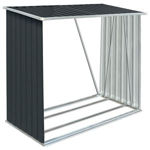 vidaXL Haardhoutschuur 163x83x154 cm gegalvaniseerd staal antraciet