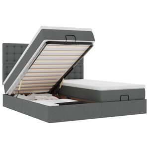 vidaXL Ottoman bed met matrassen en LED's 160x200cm stof donkergrijs