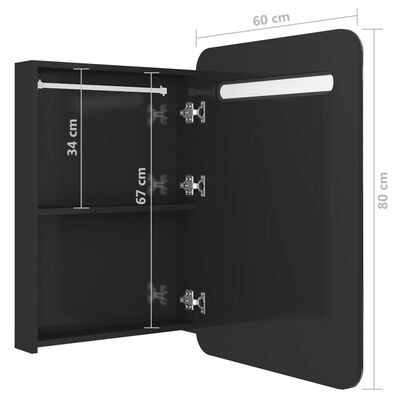 vidaXL Badkamerkast met spiegel en LED 60x11x80 cm glanzend zwart