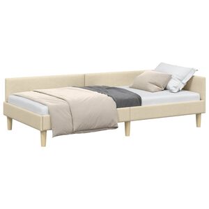 vidaXL Hoekbedframe met hoofdeinde Cr&egrave;me 100 x 200 cm Stof