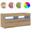 vidaXL Tv-meubel met LED 90x35x40 cm bewerkt hout artisanaal eiken