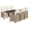 vidaXL 7-delige Bistroset met kussens poly rattan bruin