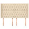 vidaXL Hoofdbord met randen 163x16x118/128 cm stof cr&egrave;mekleurig