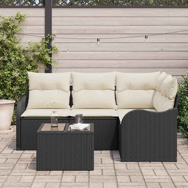 vidaXL Tuin Sofa Set 5 pcs Zwart poly rattan