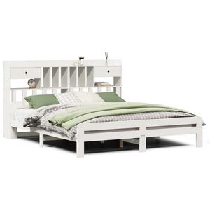vidaXL Bed met boekenkast zonder matras grenenhout wit 180x200 cm