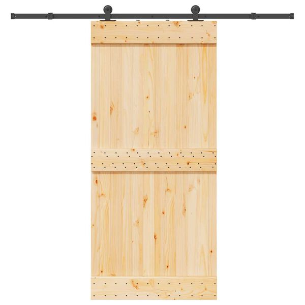 vidaXL Schuifdeur met beslag 95x210 cm massief grenenhout