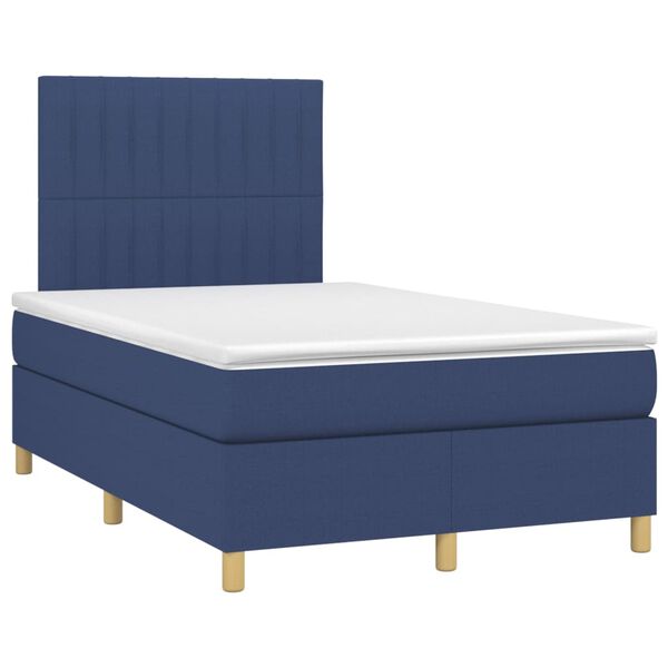 vidaXL Boxspring met matras en LED stof blauw 120x200 cm
