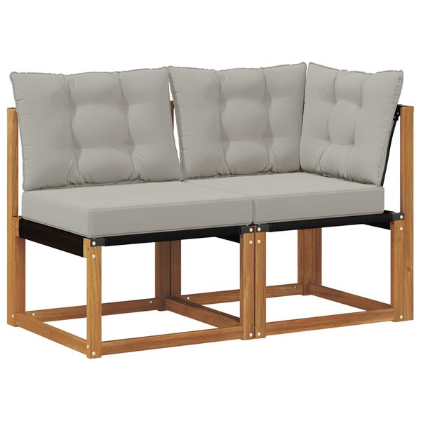 vidaXL Outdoor Midden- en Hoeksalon met kussen 2 Stuk Naturel