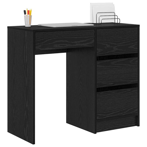 vidaXL Bureau met lade Zwart Eiken 90 x 37,5 x 75 cm Bewerkt hout