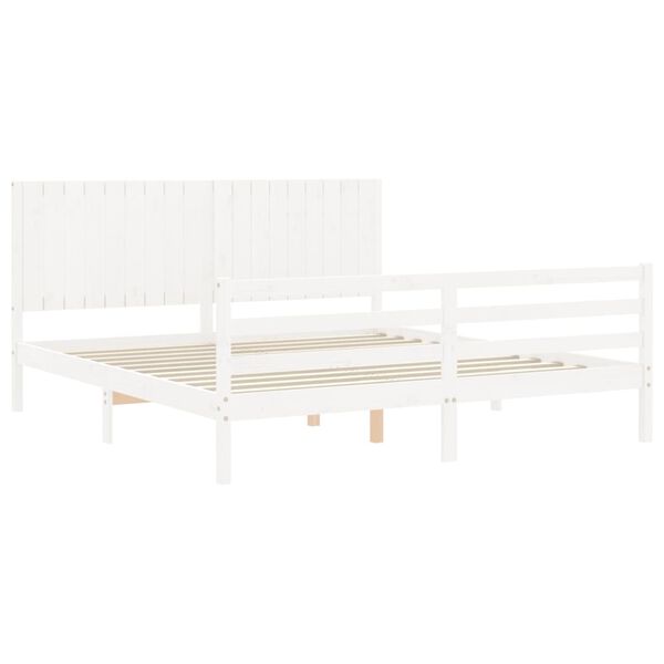 vidaXL Bedframe met hoofdbord massief hout wit