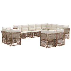 vidaXL Tuinbankenset 12 st Beige poly rattan
