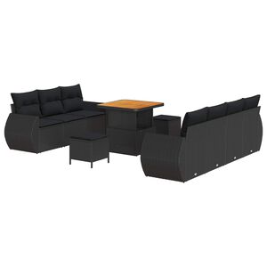 vidaXL Tuin Sofa Set met kussen met opslag 10 pcs Zwart poly rattan