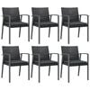 vidaXL Tuinstoelen 6 st met kussens 56,5x57x83 cm poly rattan zwart