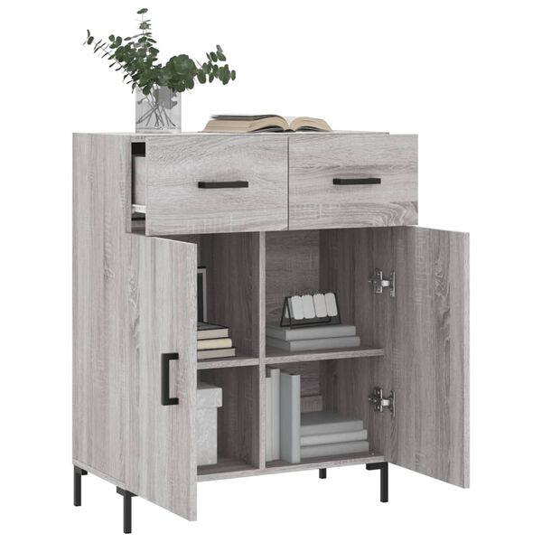 vidaXL Dressoir 69,5x34x90 cm bewerkt hout grijs sonoma eikenkleurig