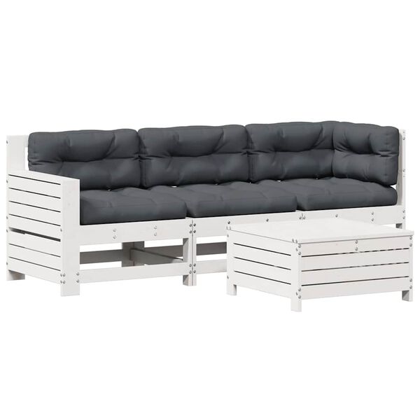 vidaXL 4-delige Loungeset met kussens massief grenenhout