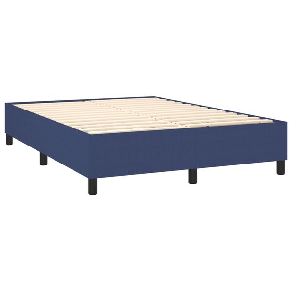 vidaXL Boxspring met matras stof blauw 140x190 cm