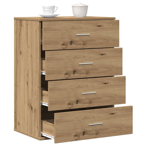 vidaXL Dressoir met lade Artisan Eiken 60 x 39 x 80 cm Bewerkt hout