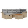 vidaXL Tuin Sofa Set met kussen met opslag 7 pcs Beige Poly riet