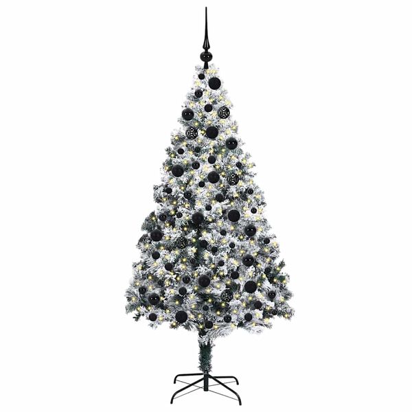 vidaXL Kunstkerstboom met 300 LED Wit 180 cm PVC en Staal en Kunststof