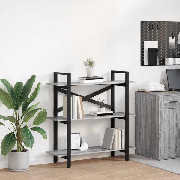 vidaXL Boekenkast Grijs Sonoma 100 x 33,5 x 102 cm Bewerkt hout