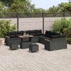 vidaXL Tuinbankenset met kussen 13 pcs Zwart poly rattan