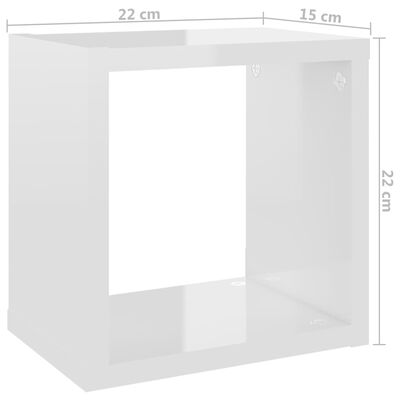 vidaXL Wandschappen kubus 6 st 22x15x22 cm hoogglans wit