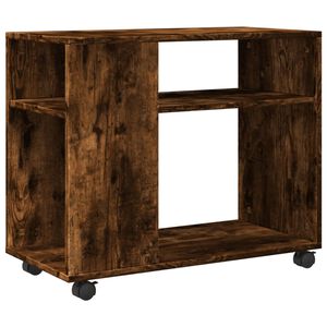 vidaXL Bijzettafel met wieltjes 70x35x60 cm hout gerookt eikenkleurig