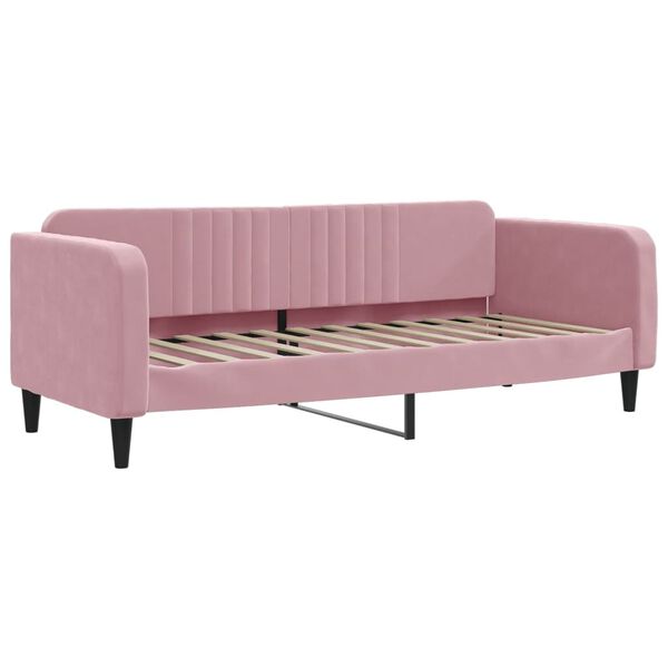 vidaXL Slaapbank onderschuifbed en matrassen 80x200 cm fluweel roze