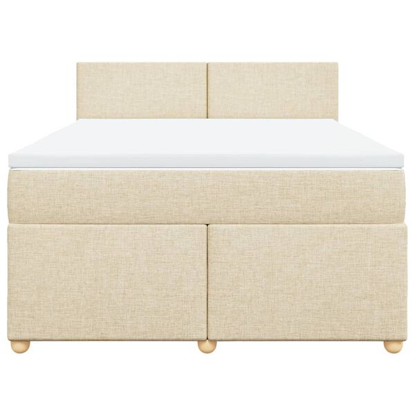 vidaXL Boxspring met matras stof cr&egrave;mekleurig 140x190 cm