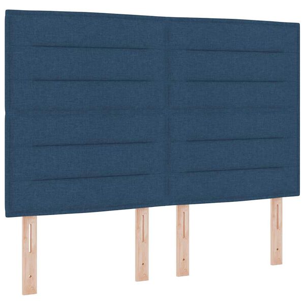 vidaXL LED Box Spring Bed met matras Blauw 140 x 200 cm Stof