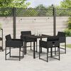 vidaXL Tuin eettafelset 5 pcs Zwart poly rattan
