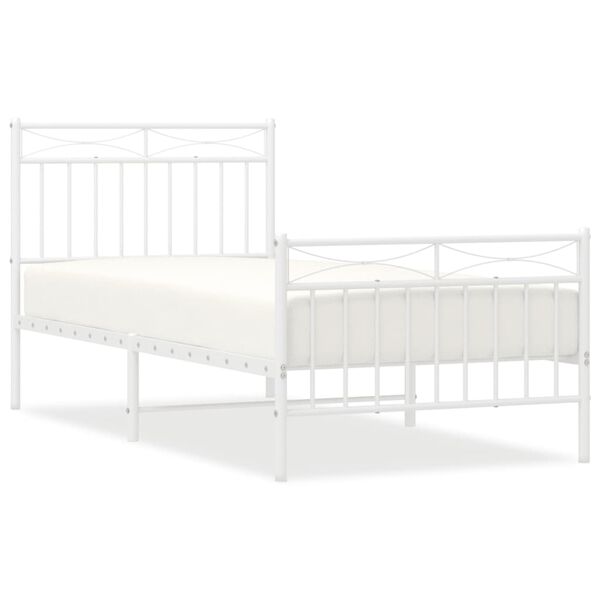 vidaXL Bedframe met hoofd- en voeteneinde metaal wit 90x190 cm
