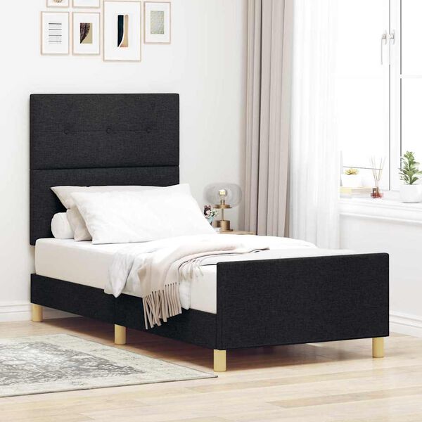 vidaXL Bedframe met hoofdeinde Zwart 90 x 190 cm Stof