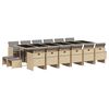 vidaXL 17-delige Tuinset met kussens poly rattan gemengd beige