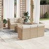 vidaXL 6-delige Loungeset met kussens poly rattan beige