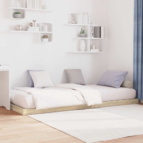 vidaXL Vloer bedframe Sonoma 100 x 200 cm Bewerkt hout