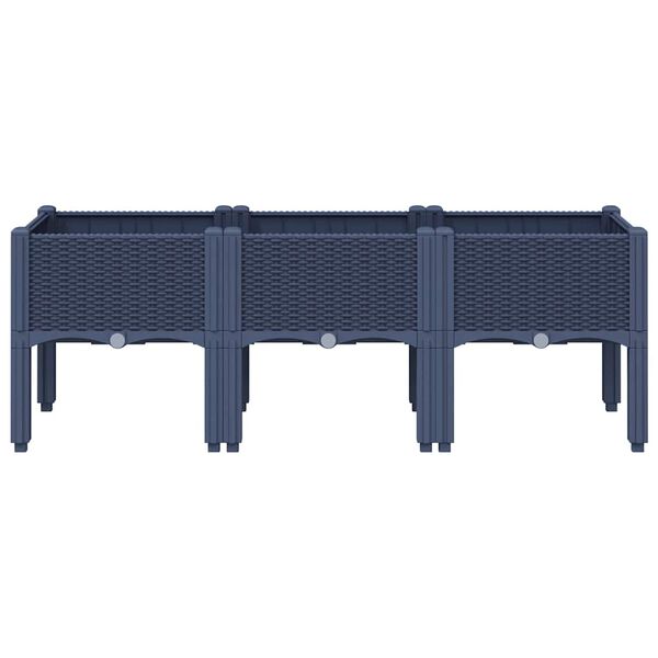 vidaXL Plantenbak met poten 120x40x42 cm polypropeen blauwgrijs