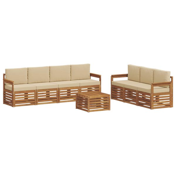vidaXL Sofa-Sets 8 pcs Natuurlijk en Beige Massief Acaciahout