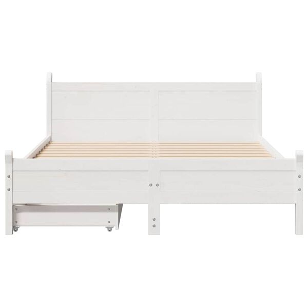 vidaXL Bedframe zonder matras massief grenenhout wit 140x200 cm