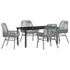 vidaXL Tuin eettafelset met kussen 5 pcs Grijs poly rattan