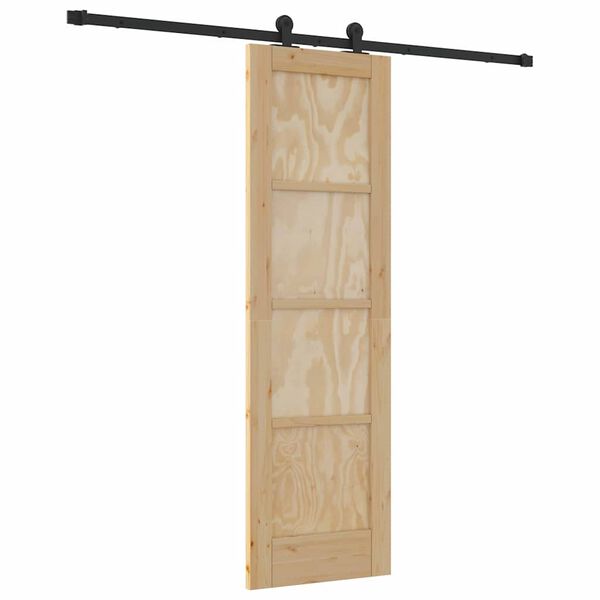 vidaXL Schuifdeur Natuurlijk en Zwart 61 x 198,5 cm Massief grenenhout