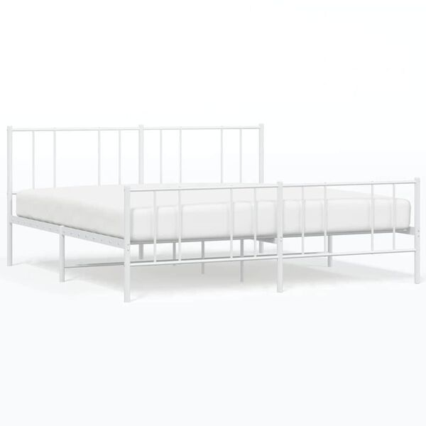 vidaXL Bedframe met hoofd- en voeteneinde metaal wit 193x203 cm