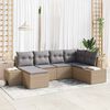 vidaXL Tuin Sofa Set met kussen 6 pcs Beige en Licht Grijs poly rattan