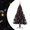vidaXL Kunstmatig Voorverlicht Kerstboom Zwart 150 cm PVC