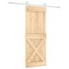 vidaXL Schuifdeur Natuurlijk en Wit 90 x 210 cm Massief grenenhout