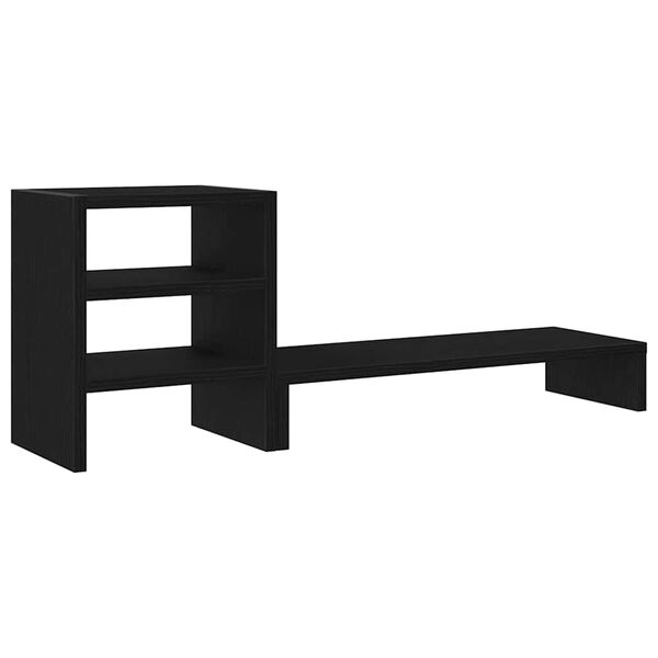 vidaXL Monitorstandaard met bureau-organizer, zwart eikenhout